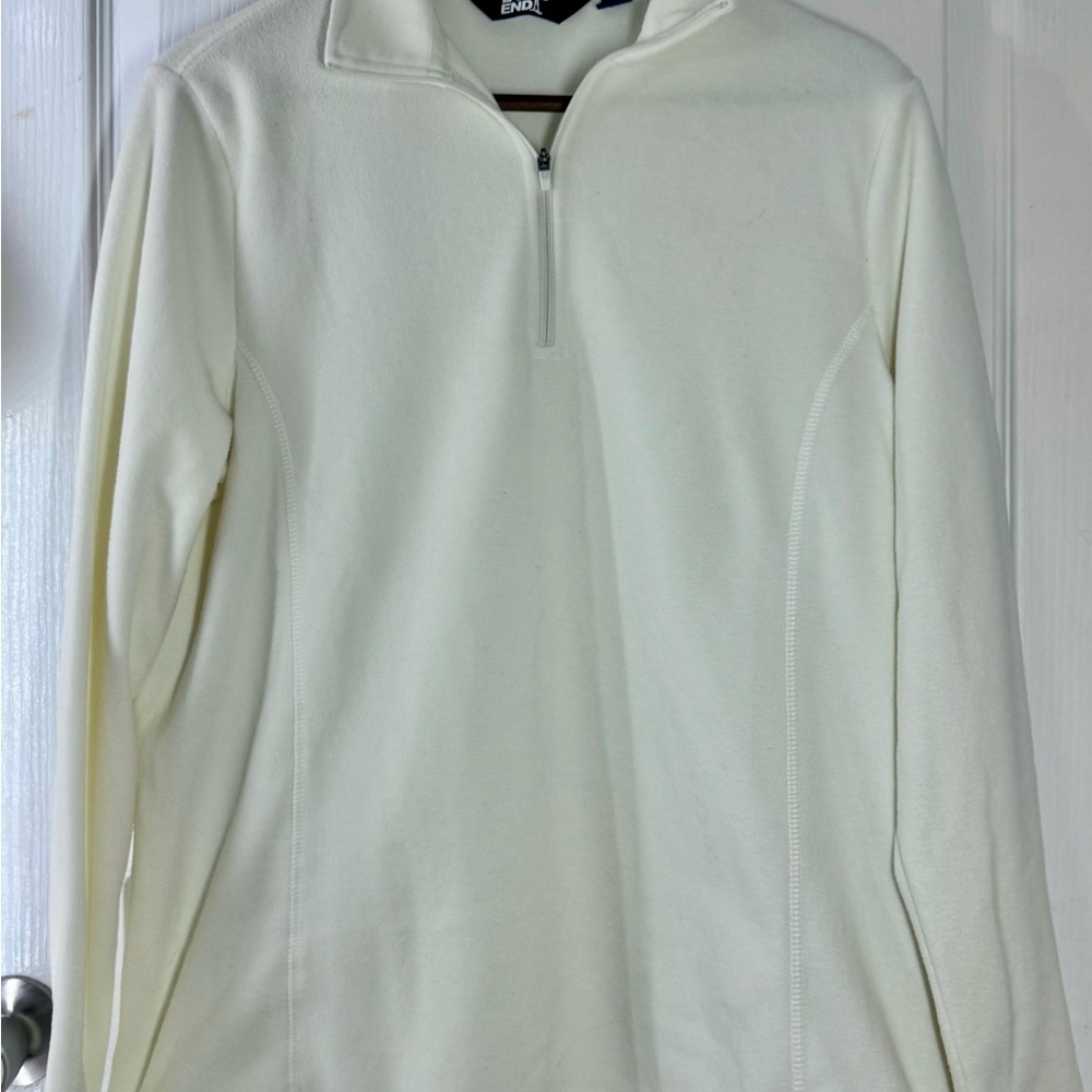 Lands' End Women's Cream Quarter-Zip Sweatshirt